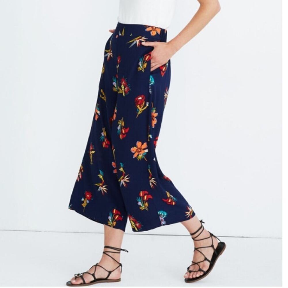 Madewell Huston Pull On Pants Wide Leg Cropped Hawaiian Hideaway Size Medium